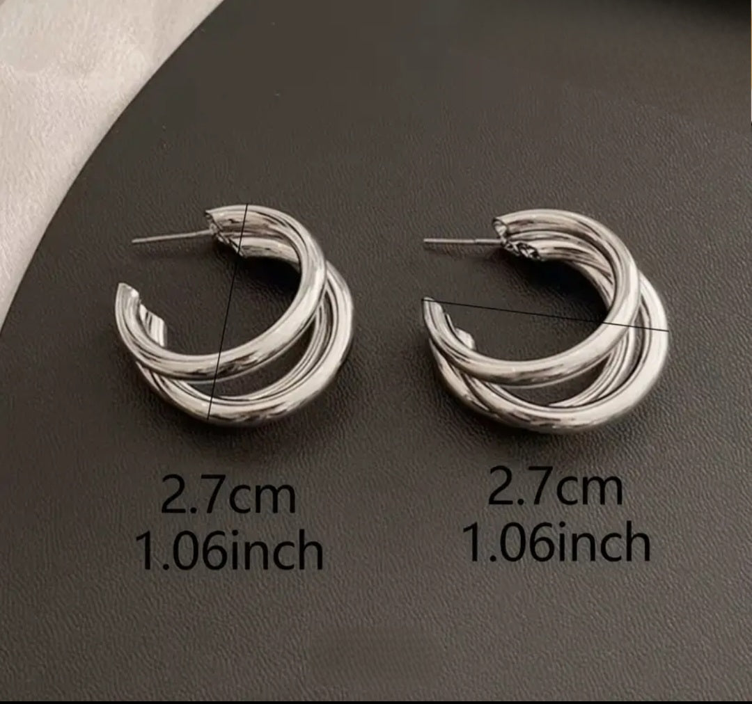 MoUi. New Tri-Layer Silver Hoop