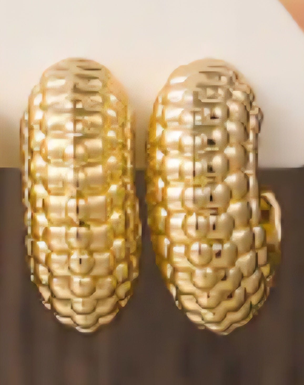 MoUi. New Gold Coloured Patterned Hoop Earring