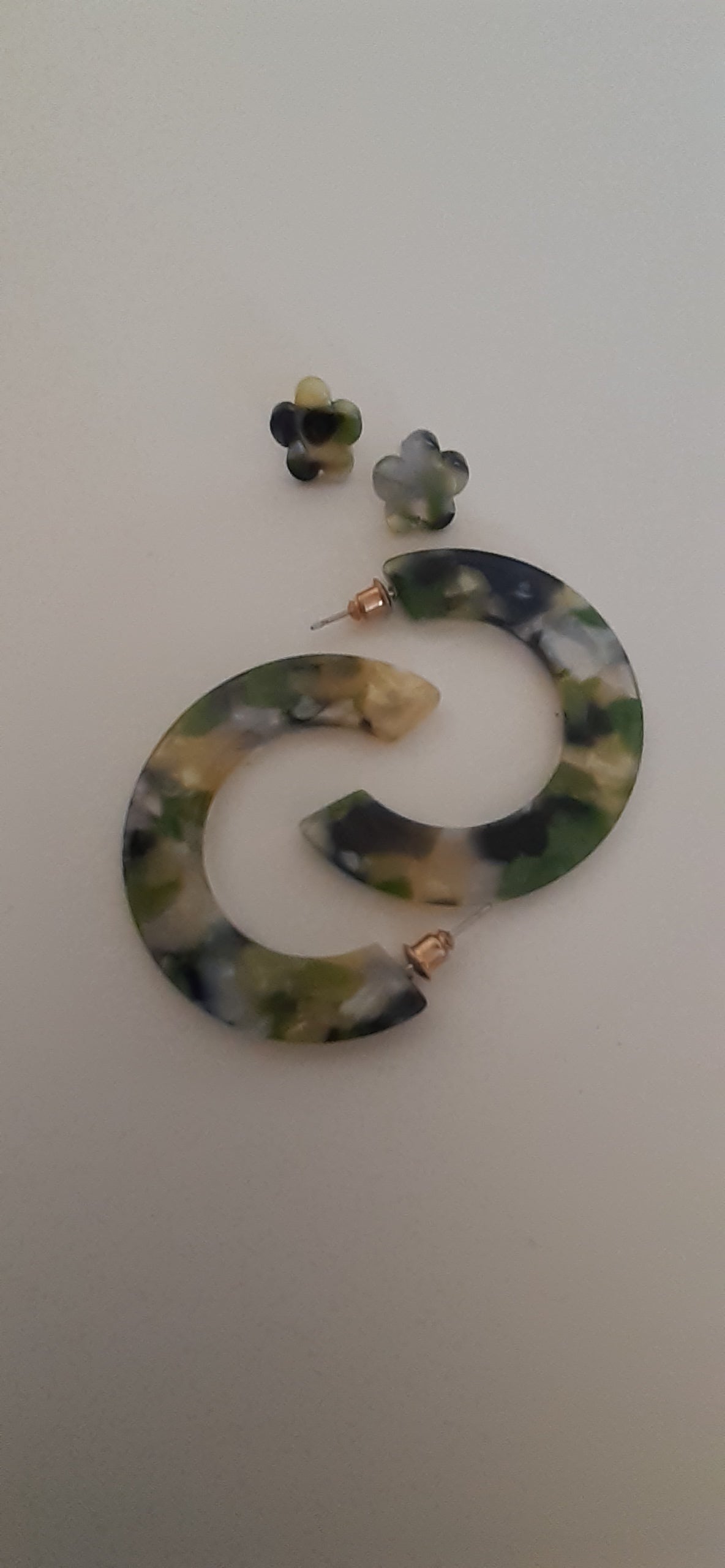 Three Coloured Acrylic Hoop (dark green, light green, white, black, yellow)