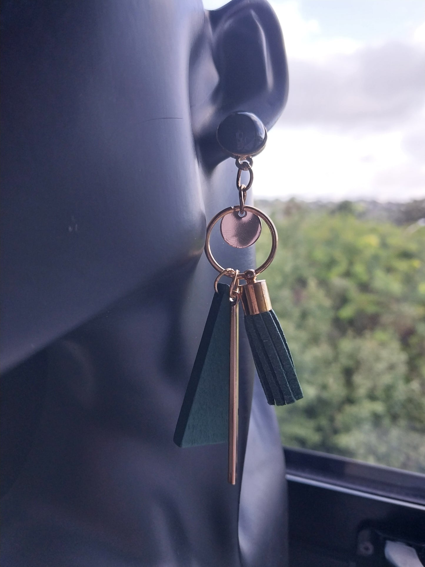 MoUi. Ravishing Green, Gold and Black Shapes Dangle
