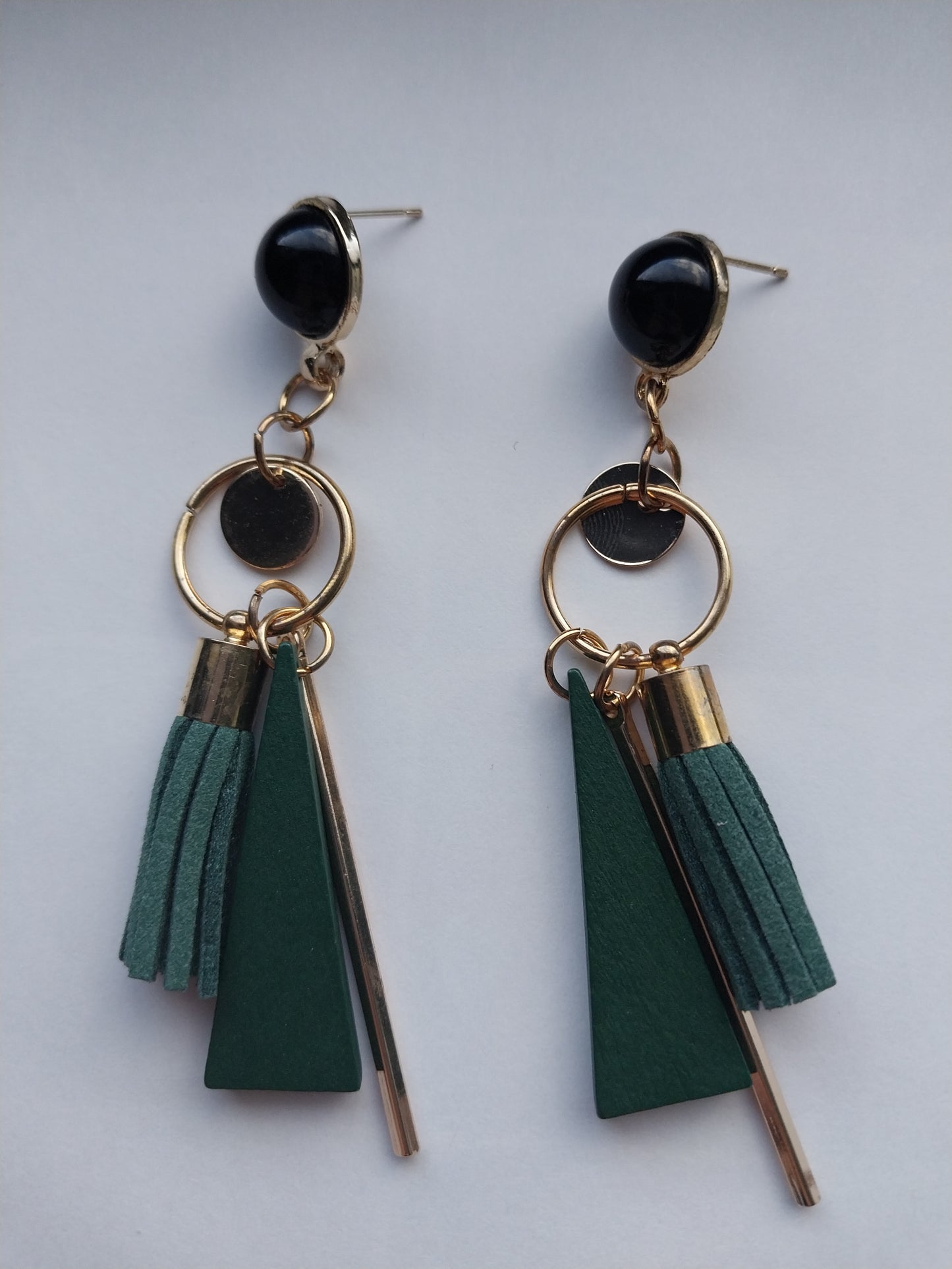 MoUi. Ravishing Green, Gold and Black Shapes Dangle