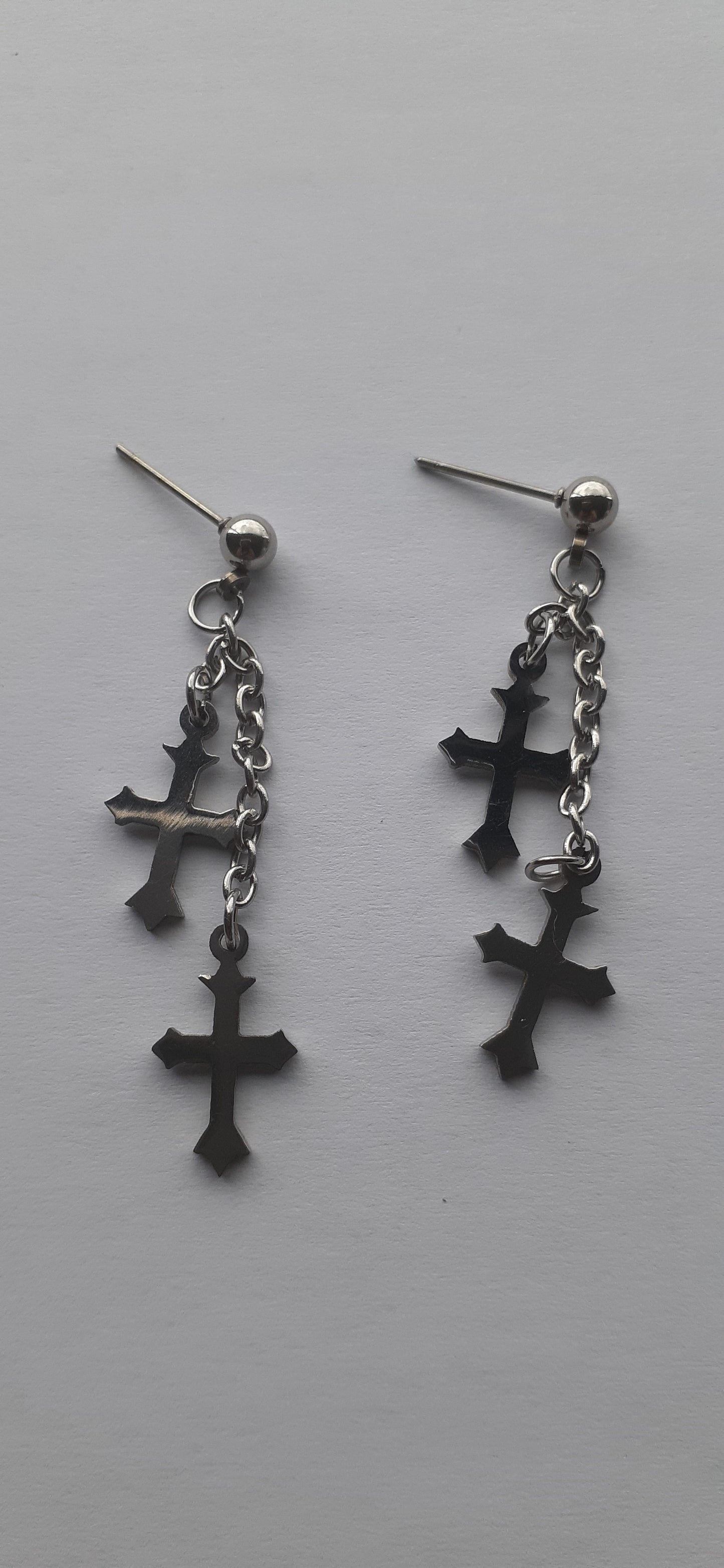 MoUi. Stainless Steel Crosses Earrings