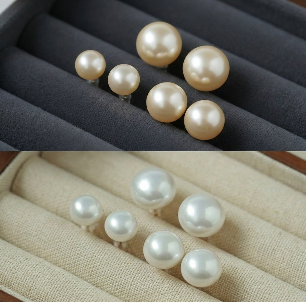 MoUi. New Three Pair Elegant White Pearls