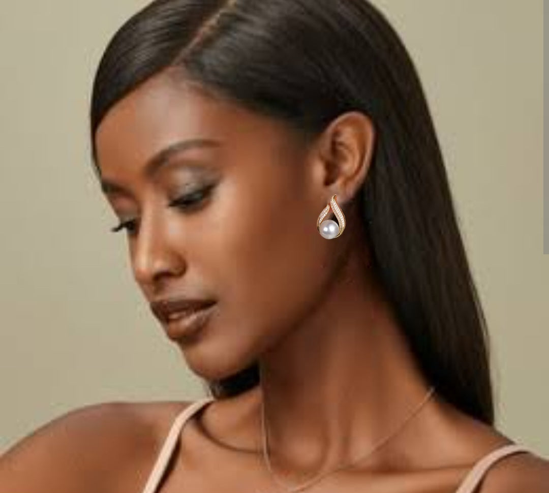 MoUi. New French Classic Glass Inlaid Pearl Drop