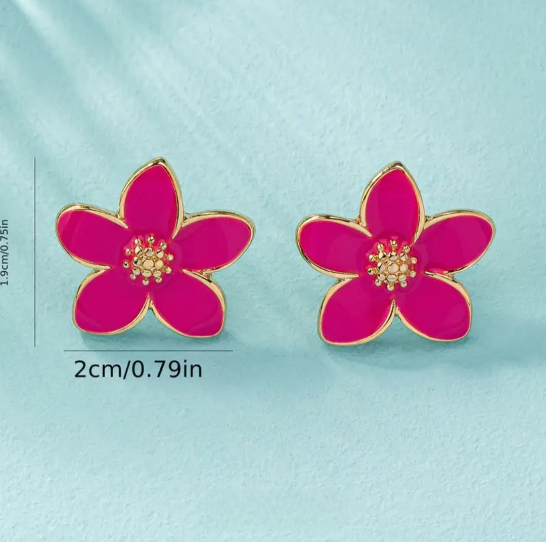 MoUi. New Fun Pink Flower Stud