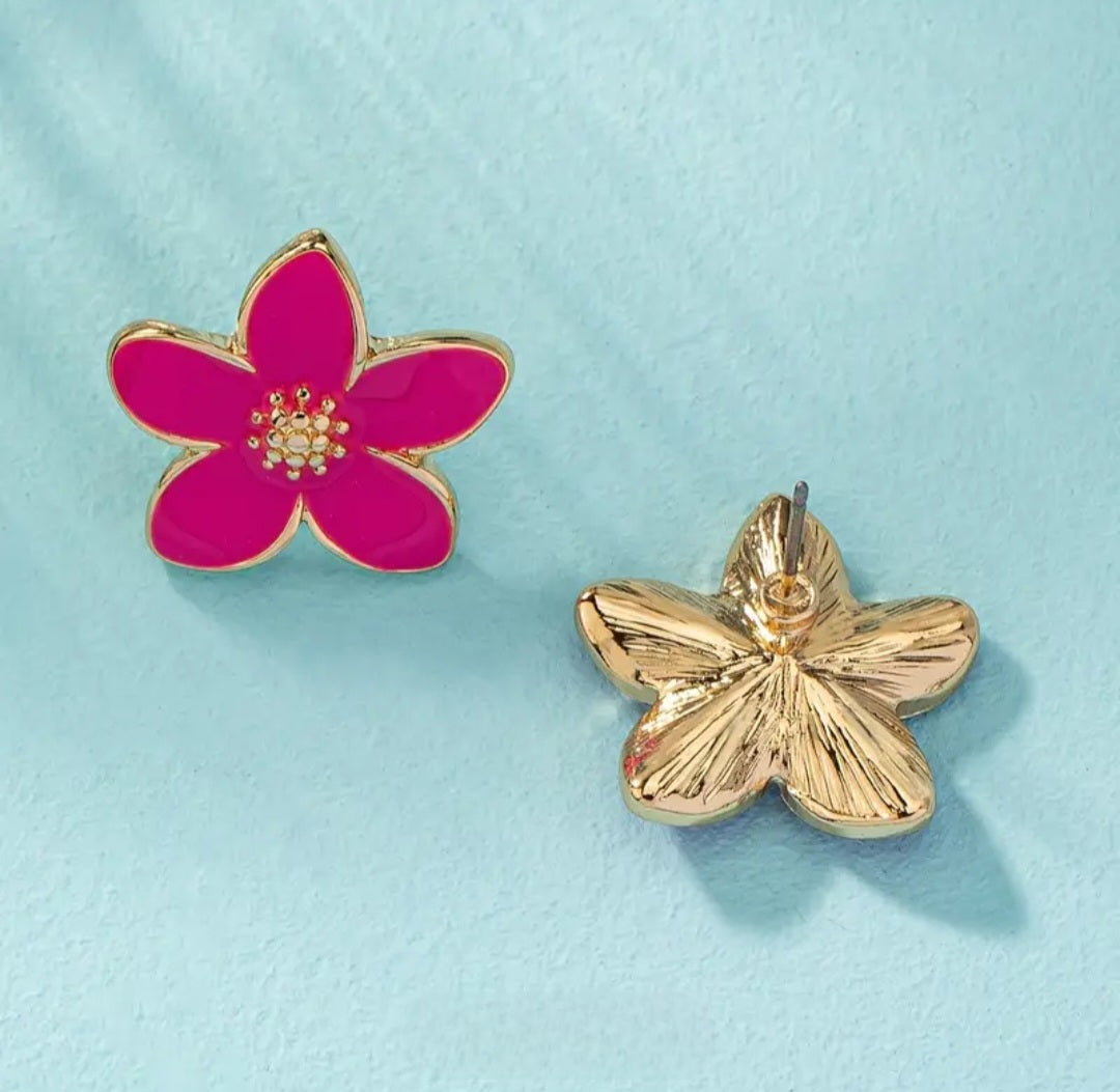 MoUi. New Fun Pink Flower Stud