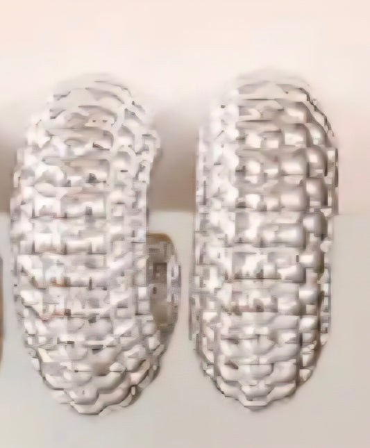 MoUi. New Silver Patterned Hoop Earring