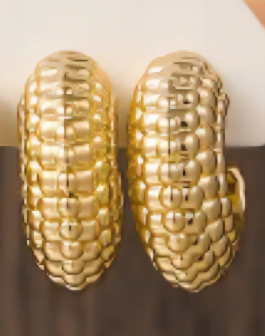 MoUi. New Gold Coloured Patterned Hoop Earring