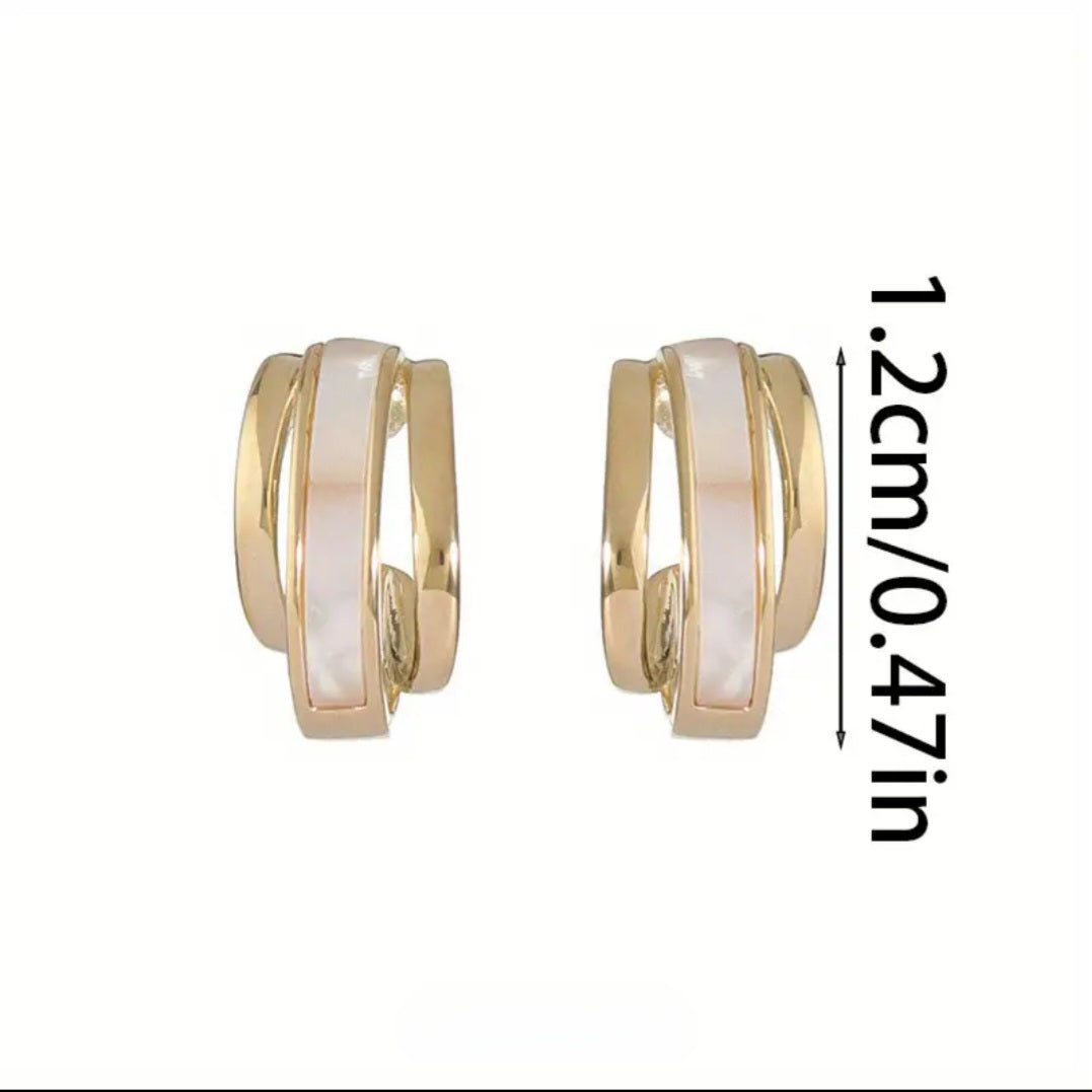 MoUi. New Tri Gold n White Small Hoop