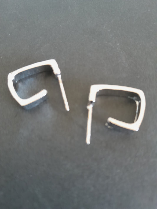 Resplendent Silver Square Hoop