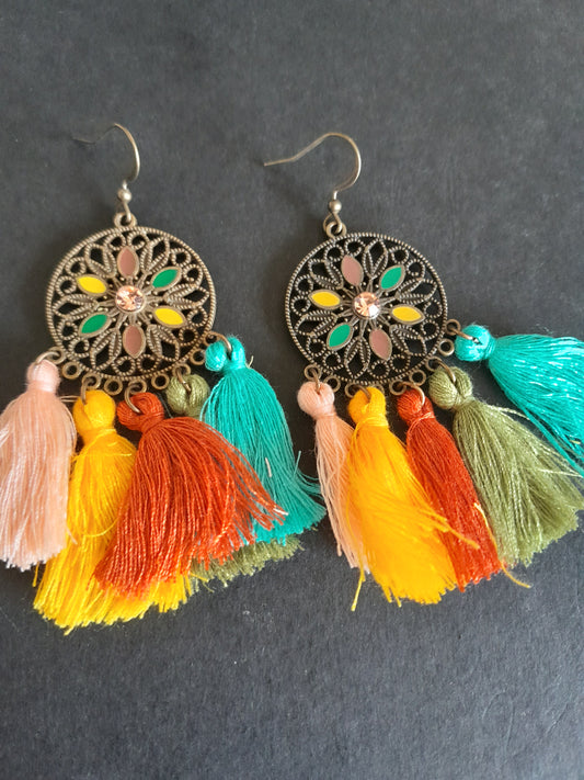 Playful Coloured Cotton with Peach Diamante Drop