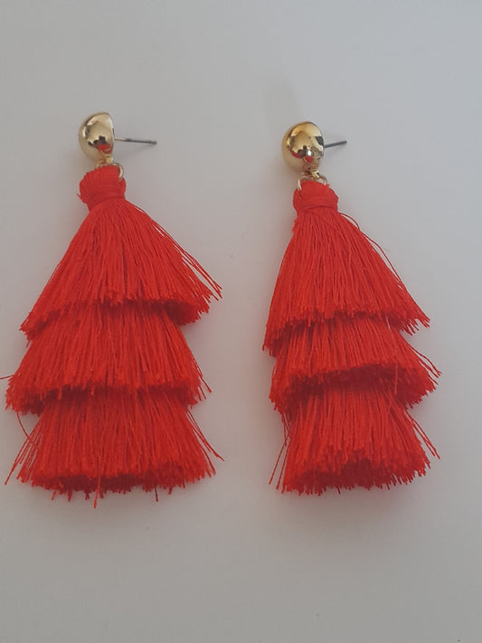 Ravishing Red Cotton Tiered Drop